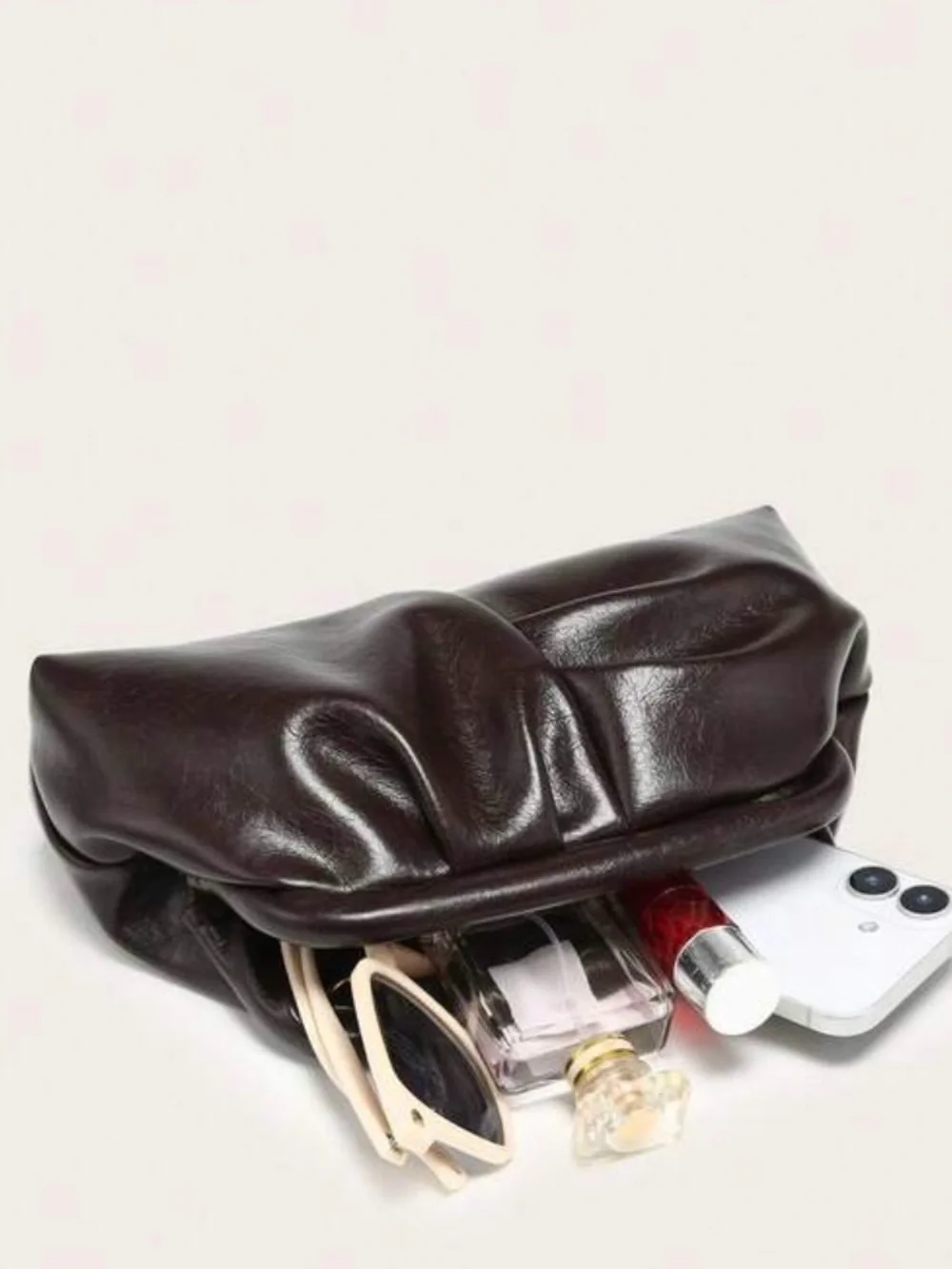 Coffee Brown  Woven Clutch Bag -